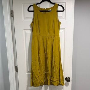 J. Crew Sleeveless Olive-Mustard Midi Dress